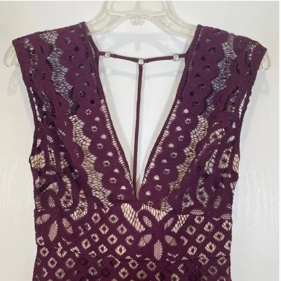 Free People One Million Lovers Lace Mini Dress Burgundy Boho Holiday Party - Picture 11 of 15